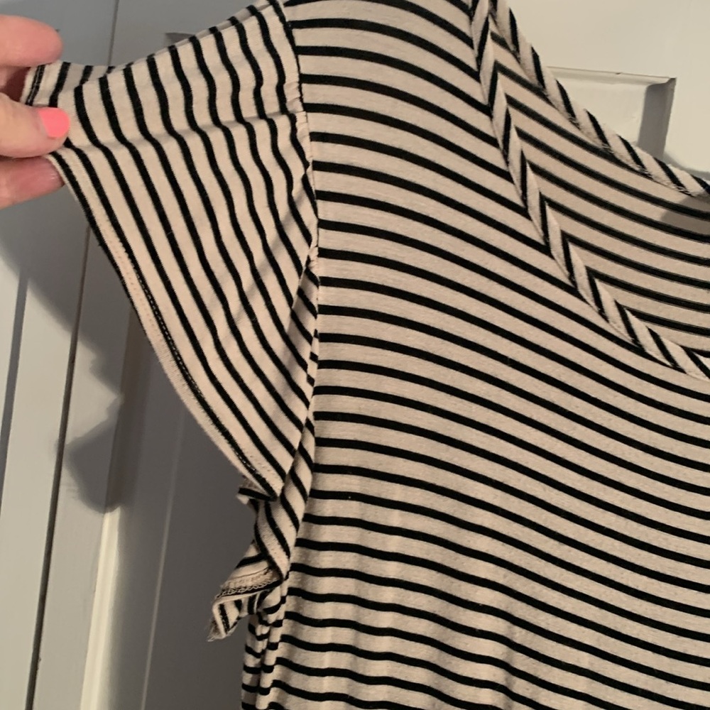 Olivia Rae Black & Cream Striped Midi Dress EUC - Picture 4 of 6
